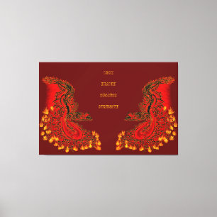Impressão Em Tela China Dragon vermelho e design de ouro