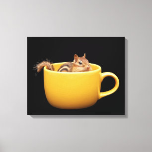 Impressão Em Tela Chipmunk bonito do copo de café