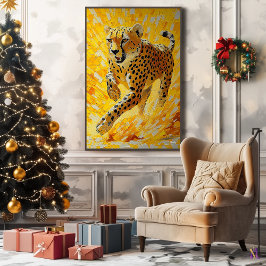 Impressão Em Tela Chita Correndo em Estilo Impasto Vibrante