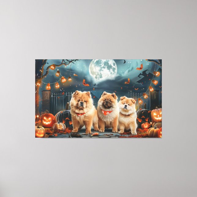 Impressão Em Tela Chow Chow Halloween Spooky (Frente)