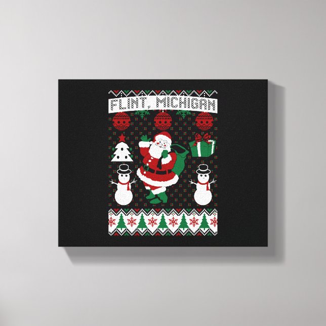 Impressão Em Tela Christmas Ugly Sweater Flint Michigan (Frente)