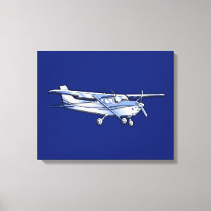 Impressão Em Tela Chrome Cessna Silhouette voando de azul