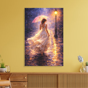 Impressão Em Tela Chuva da Meia-Noite: Estilo Impasto