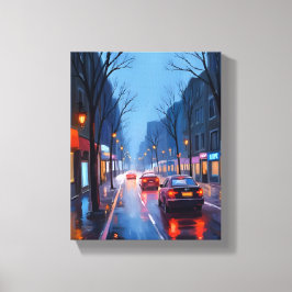 Impressão Em Tela Chuva de Boston | Rua da Cidade de Massachusetts