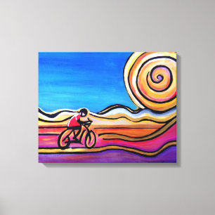 Impressão Em Tela Ciclista Colorida - Pintura acrílica (20 x 16)