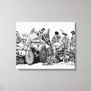 Impressão Em Tela Ciclistas de esqueleto por José Guadalupe Posada