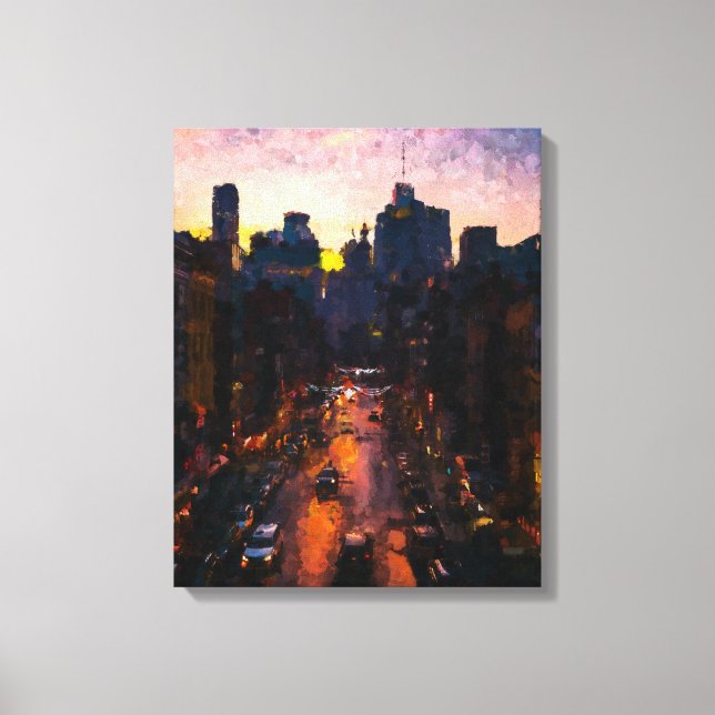 Impressão Em Tela Cidade à noite (Frente)