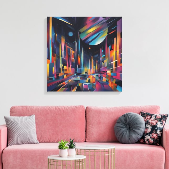 Impressão Em Tela Cidade Abstrata (Insitu(Sala de estar))
