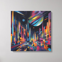 Impressão Em Tela Cidade Abstrata