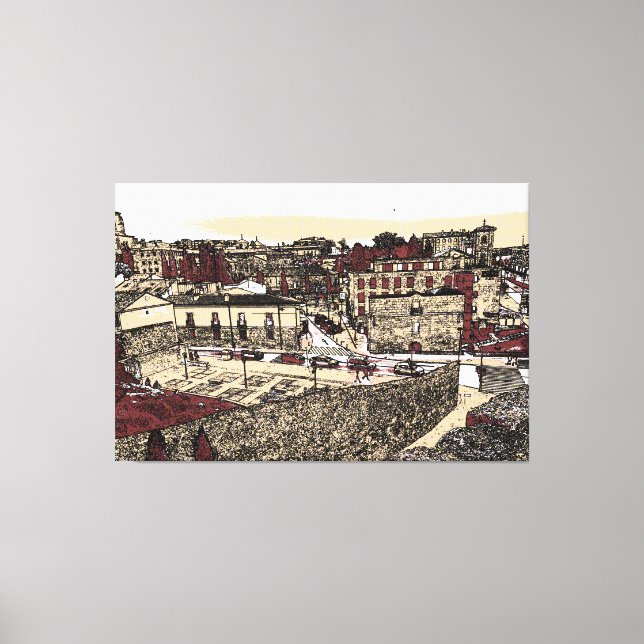 Impressão Em Tela Cidade Antiga da Espanha de Salamanca (Frente)