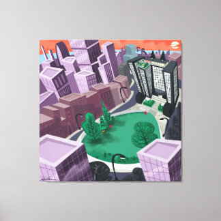 Impressão Em Tela Cidade ao pôr do sol