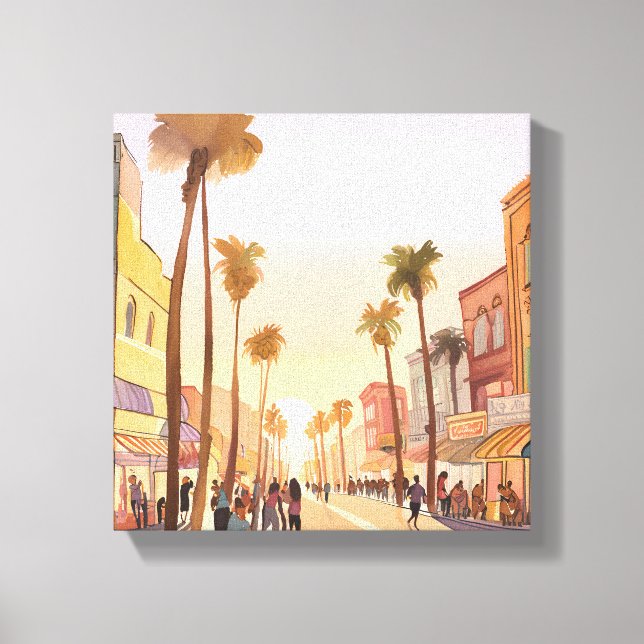 Impressão Em Tela Cidade Costeira Sunset | Palm Tree Coaster Waterco (Frente)