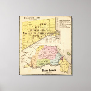 Impressão Em Tela Cidade de Delaware, leão vermelho