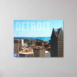 Impressão Em Tela Cidade de Detroit - Skyline - Vista aérea do rio