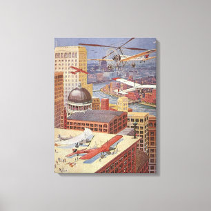 Impressão Em Tela Cidade de Ficção Científica Vintage, Gelado Vitori