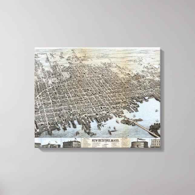 Impressão Em Tela Cidade de New Bedford Massachusetts (1876) (Frente)
