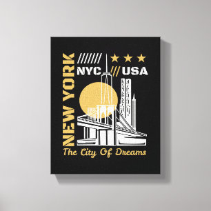Impressão Em Tela Cidade de Nova York EUA Paisagem Urbana Gráfica de