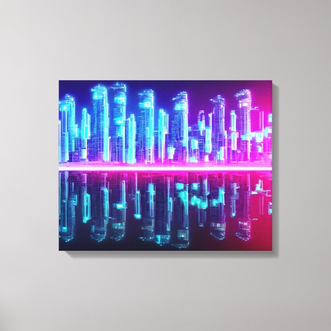 Impressão Em Tela Cidade distante do Cyberpunk (Frente)
