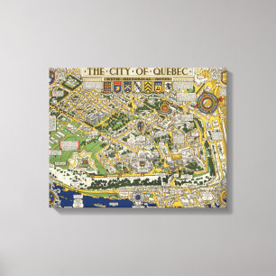 Impressão Em Tela Cidade do mapa de Quebeque