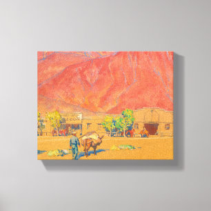 Impressão Em Tela Cidade e Cliff por Maynard Dixon