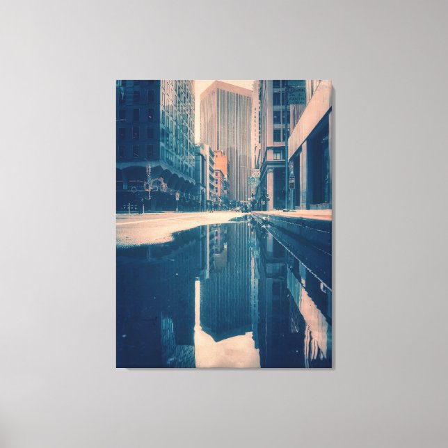 Impressão Em Tela Cidade em Reflexo (Frente)