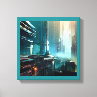 Impressão Em Tela Cidade Futurista de SF 3