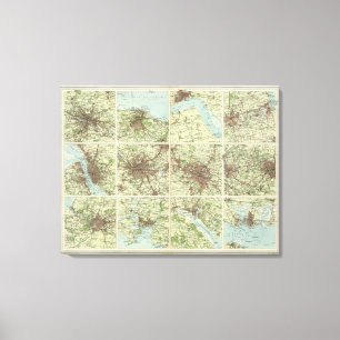Impressão Em Tela Cidades de Inglaterra & de Scotland em uma escala
