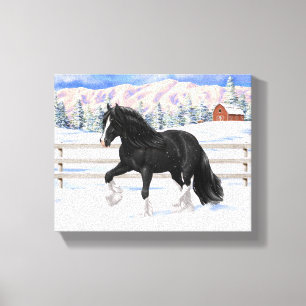 Impressão Em Tela Cigano Negro Vanner Irlandês Cob Draft Horse Na Ne