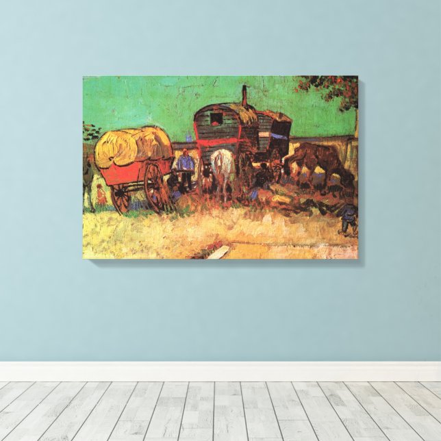 Impressão Em Tela Ciganos com Caravanas de Vincent van Gogh (Insitu(piso de madeira))