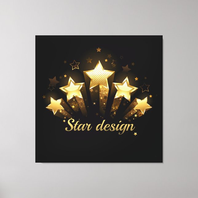 Impressão Em Tela Cinco estrelas douradas a preto (Frente)