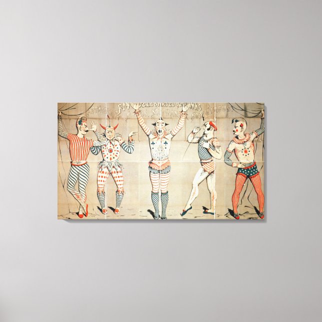 Impressão Em Tela Cinco Palhaços Celebrados Conectados a Areia (Frente)