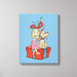 Impressão Em Tela Cindy Lou Who e Max em um Presente