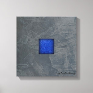 Impressão Em Tela Cinza Ardósia Azul Cobalto Arte Moderna Com Assina