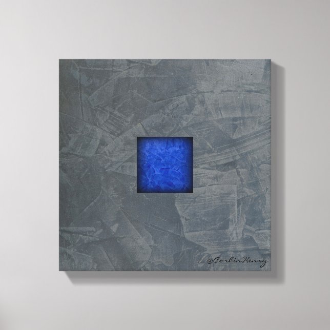 Impressão Em Tela Cinza Ardósia Azul Cobalto Arte Moderna Com Assina (Frente)