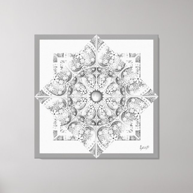 Impressão Em Tela Cinza de rendas cerâmicas (Frente)