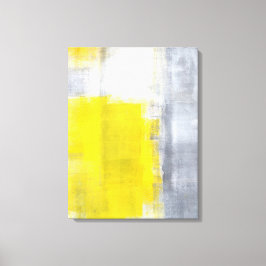 Impressão Em Tela cinza e Arte Abstrato amarela