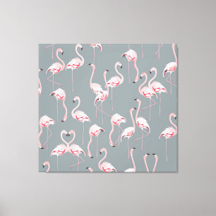 Impressão Em Tela Cinza Flamingo: Padrão Vintage Invisível.