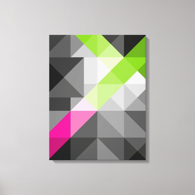 Impressão Em Tela Cinza geométrica elegante cor verde-rosa cor-de-ro (Frente)