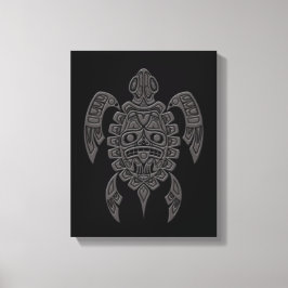 Impressão Em Tela Cinza Haida Spirit Sea Turtle em Black