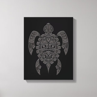 Impressão Em Tela Cinza Haida Spirit Sea Turtle em Black