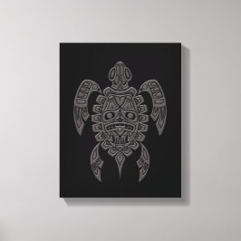 Impressão Em Tela Cinza Haida Spirit Sea Turtle em Black