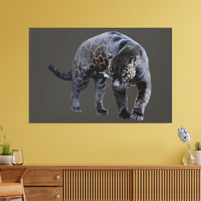 Impressão em tela cinza Jaguar Diablo (Insitu(Sala de estar))