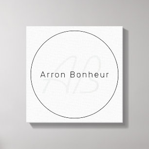 Impressão Em Tela Cinza Moderno e Preto   Nome Legal e Monograma