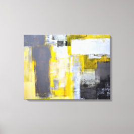 Impressão Em Tela cinza 'Ocupada' e Arte Abstrato Amarela