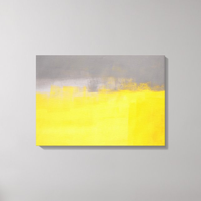 Impressão Em Tela cinza Simples e Arte Amarela (Frente)