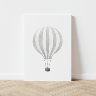 Impressão Em Tela Cinza Vintage Aquarela Poster de Balão de Ar Quent