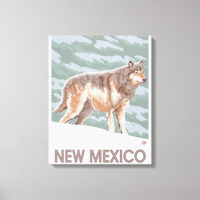 Impressão Em Tela Cinza Wolf em pé no Novo México (Frente)