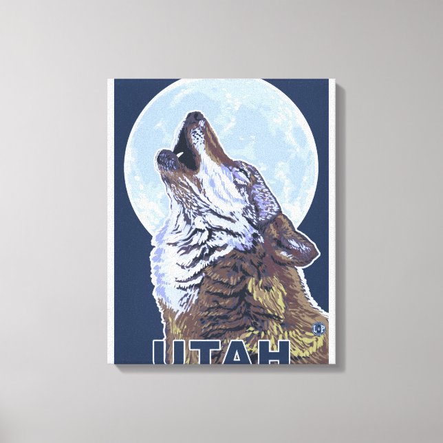 Impressão Em Tela Cinza Wolf HowlingUtah (Frente)