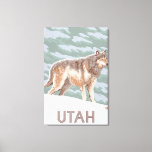 Impressão Em Tela Cinza Wolf WaitUtah