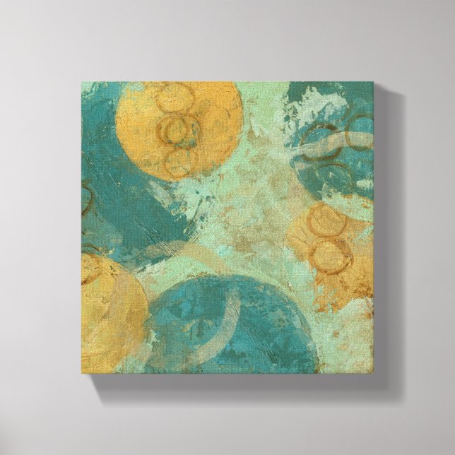 Impressão Em Tela Círculos Azul e Amarelo (Frente)